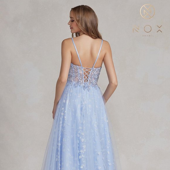 NEW LONG OFF SHOULDER SLEEVELESS A-LINE DRESS WITH LACE UP BACK & ZIP NX T1084 - Picture 7 of 9